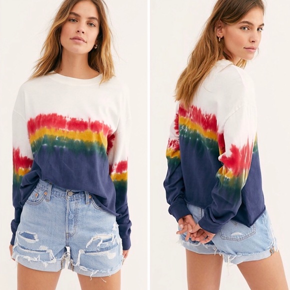 Free People Rainbow Wash Tie Dye Tee - Picture 1 of 7